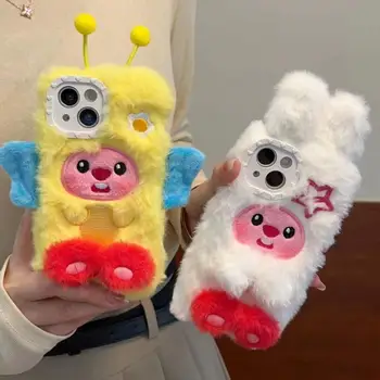 귀여운 포로로 리틀 비버 루피 플러시 폰 케이스, 만화 헬로 키티 아이폰 케이스, 낙하 방지 커버, 아이폰 151213, 14 프로, Max11 용
