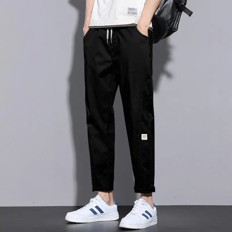Spring Autumn Elegant Fashion Harajuku Slim Fit Ropa Hombre Loose All Match Casual Pants Solid Pockets Sport Straight Leg Pants