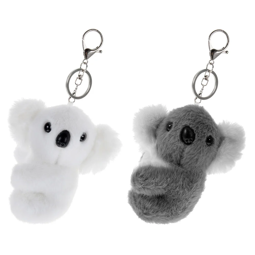 

2 Pcs Koala Keychain Decor Lovely Plush Ring Chains Cute Zinc Alloy Miss Keychains For Backpacks