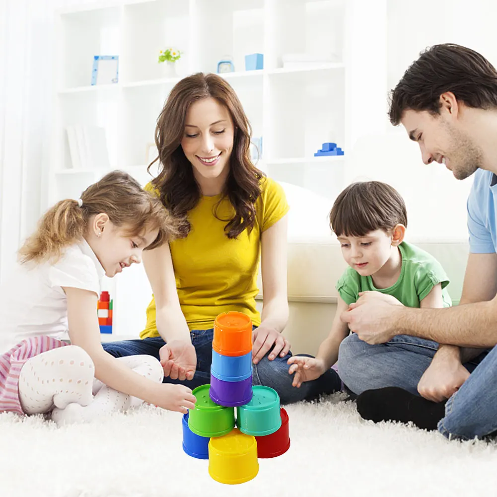 Stacking Tower Intelligence Fun Rainbow Stacking Ring Tower 8pcs Early Educational Toy For Toddlers Kids Christmas Birthday Gift