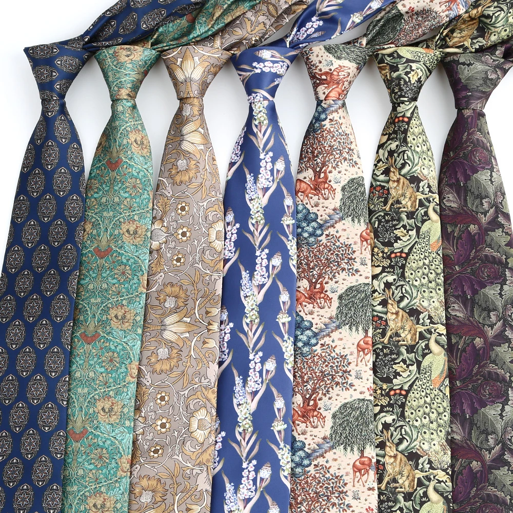 

8cm Men's Classic Tie Cravatta Vintage Floral Animal Printed Neckties Fashion Business Neckwear Neck Tie Party Accessories