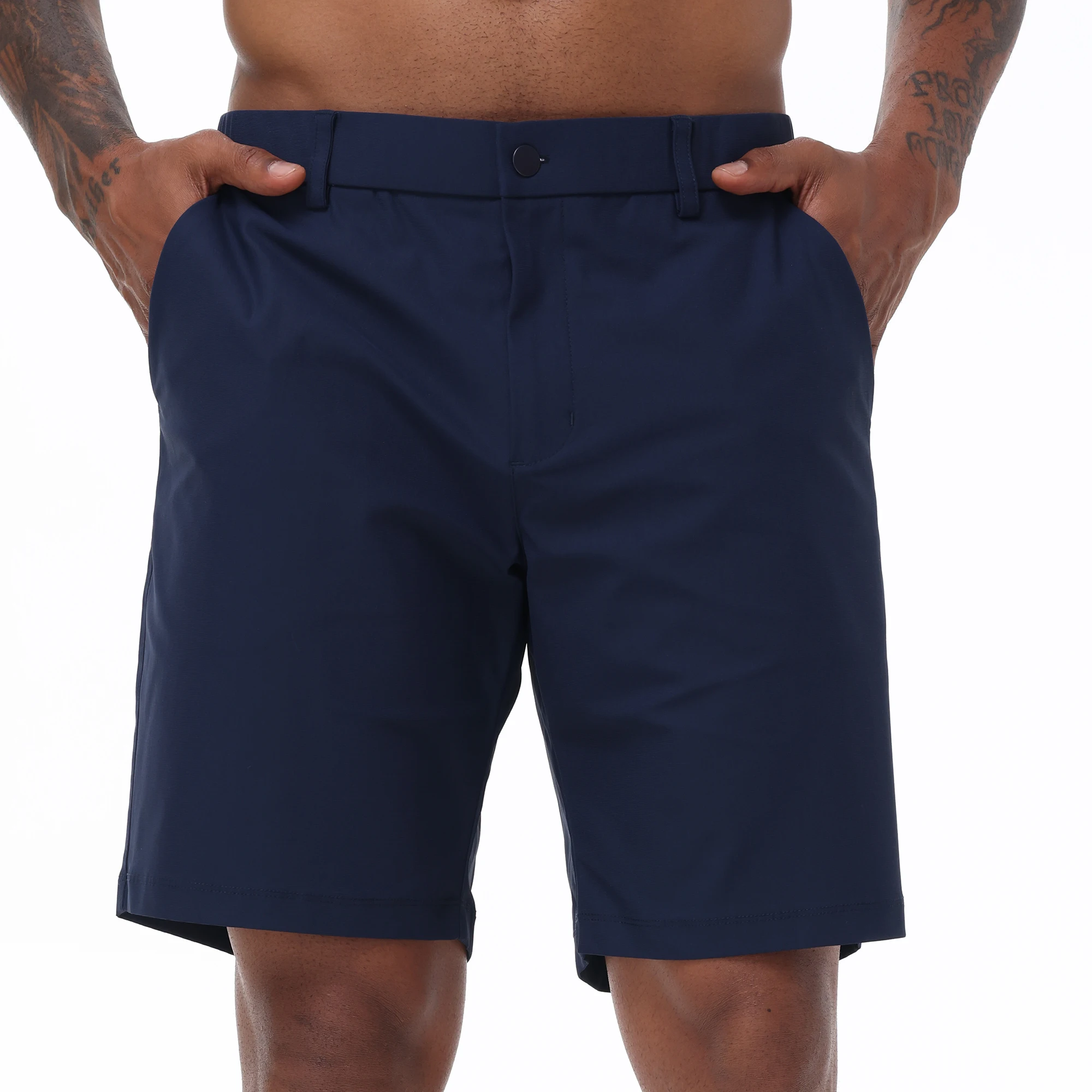 Men's Cargo Trendy Shorts Casual Elegant Golf Pants, Stretch Waist Work Dress Shorts with Concealed-Type Zipper Side Pockets 4