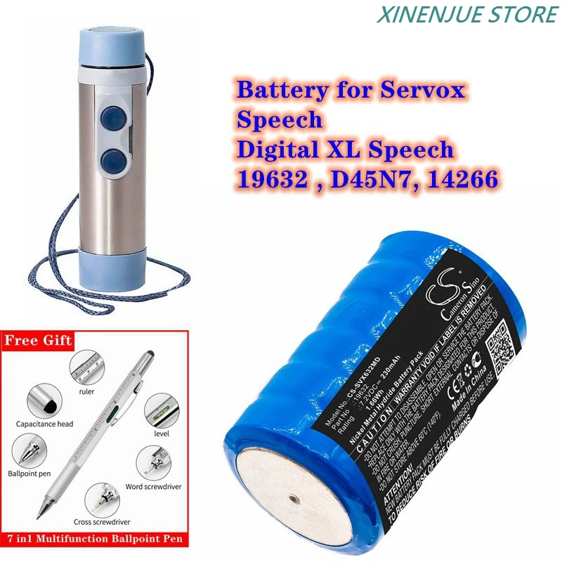 Batterie Pour Servox Speech Digital XL - 7,2V 230mAh NiMH, Compatible Modèles 19632, 14266, D45N7