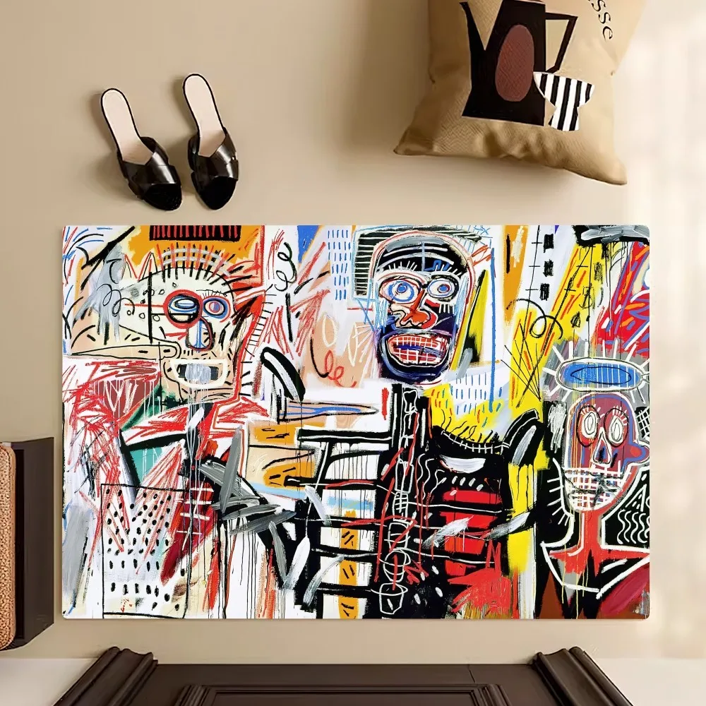 Art J-Jean-M-Michel B-Basquiat Floor Mat Bedroom Kitchen Door Bath House Super Absorbent Foot Non-slip 5