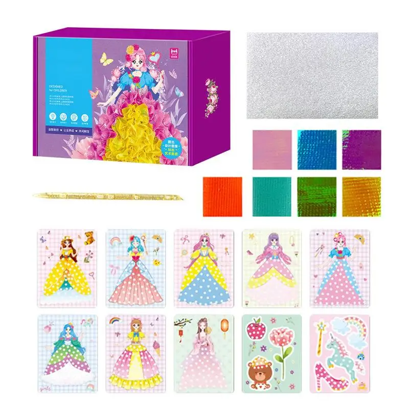 Pocket Crafts Kit For Girls DIY Poking Toy For Fun Princess Dress-Up  Painting Handmade Craft Kit Coloring Book Set For Girls - AliExpress