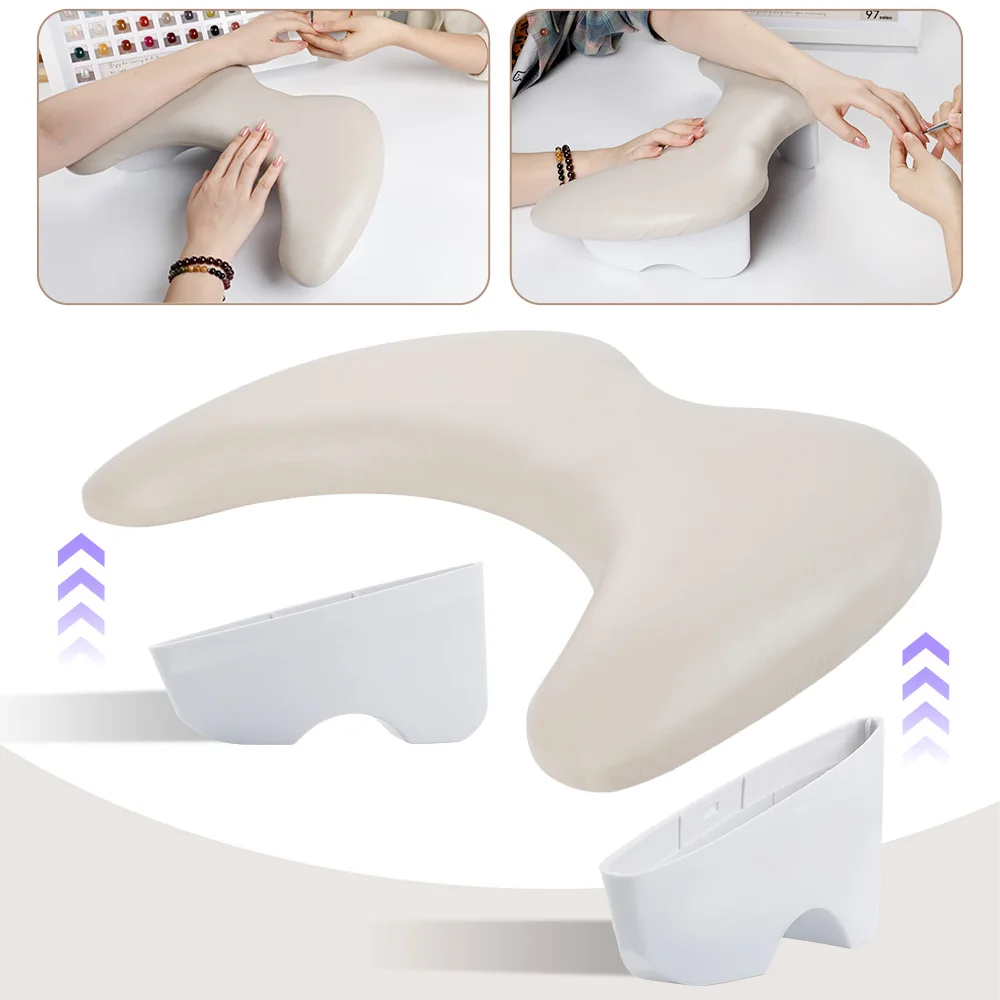 ANGNYA Ergonomic Hand Rest for Nails Desk Use ABS Dual-Piece Comfort Support Nail Hand Pillow Cushion Manicure Table Nail Art Hand Pillow Nail Hand Rest Nail Art Table Mat