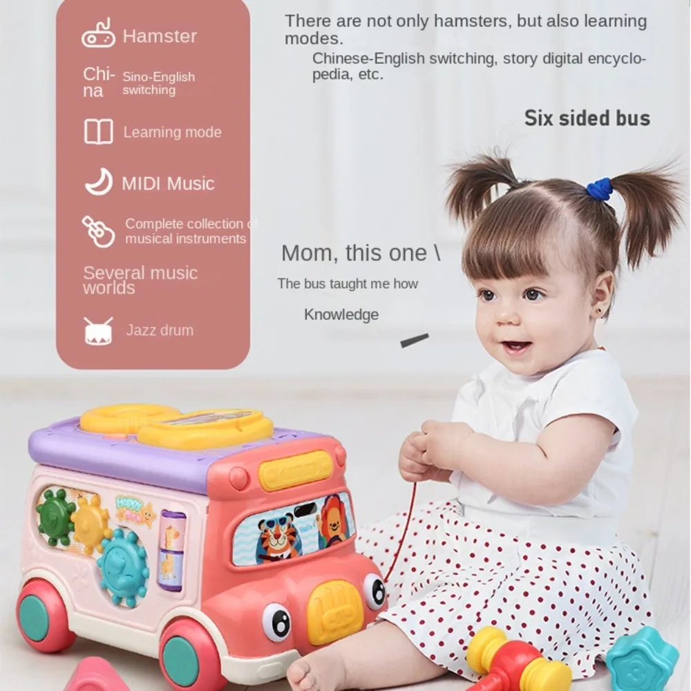

Educational Toy Multifunctional Stacking Bus Early Learning Musical Learning Education Bus Puzzle Games Montessori Toy