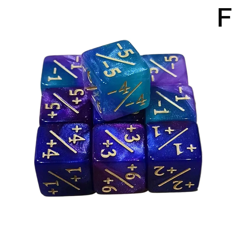 10pcs Six Sided Dice Set D6 Counters +1/+1 And -1/-1 Set For Math Teaching Game Accessories Kid Arithmetic Toys