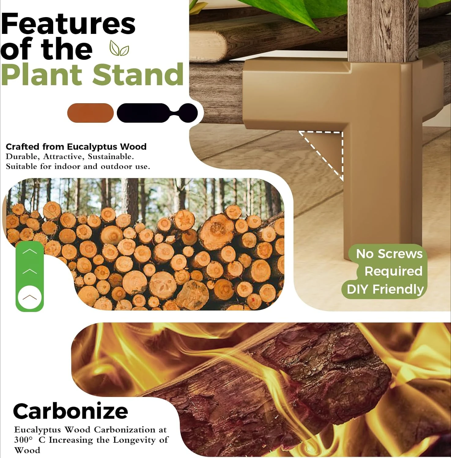 Plant Stand with Wheels for Indoor Plants Wood Tiered Shelf Ladder Plant Holder Table Pot Stand for Window Garden Balcony Patio 5