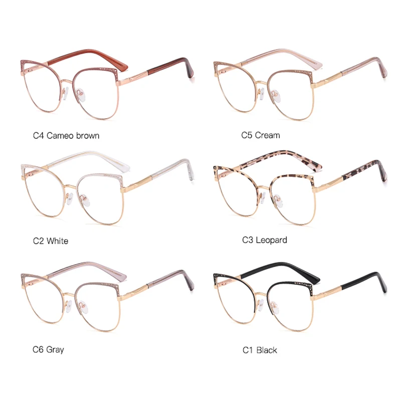 Hotony Blue Light Blocking Glasses Frame New Hot Women Fashion Alloy Eyeglasses Optical UV400 Prescription Female Spectacles 4