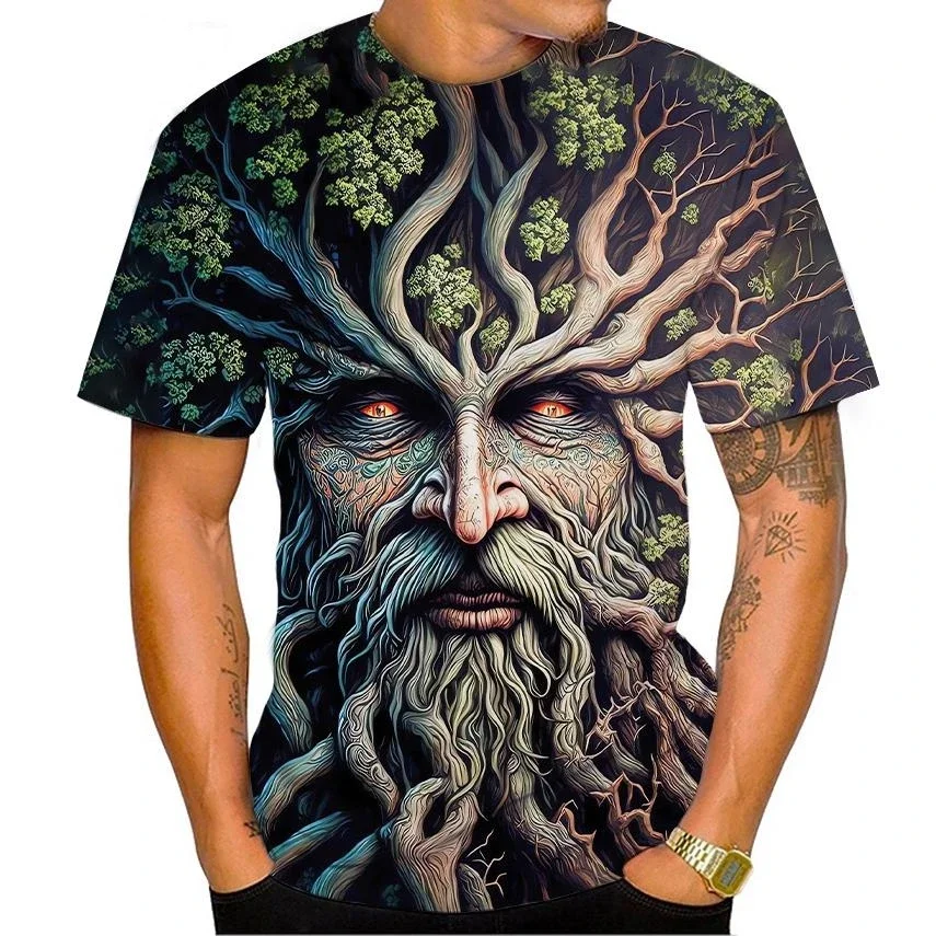 

2024 Tree Monster Children Short Sleeve Forest Tree Demon Hot New Tree 3D Printed T-shirt Men and Women Fashion Casual Fun Top