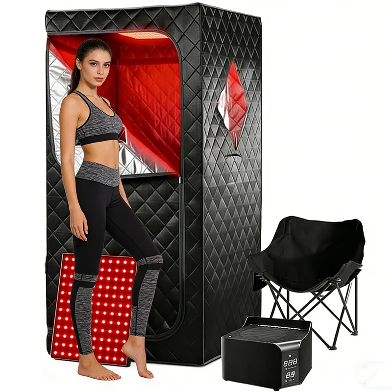 ชุดซาวน่าอินฟราเรดแบบอัพเกรดสำหรับใช้ในบ้าน พร้อมแผงไฟสีแดง 660 นาโนเมตร เครื่องทำความร้อนซาวน่าอินฟราเรด 160 ℉ 1