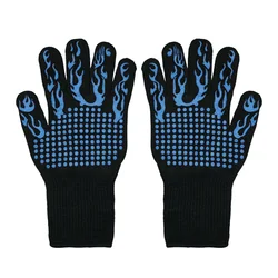 Premium Heat-Resistant BBQ and Oven Gloves for Safe Grilling and Baking (2PCS Blue)