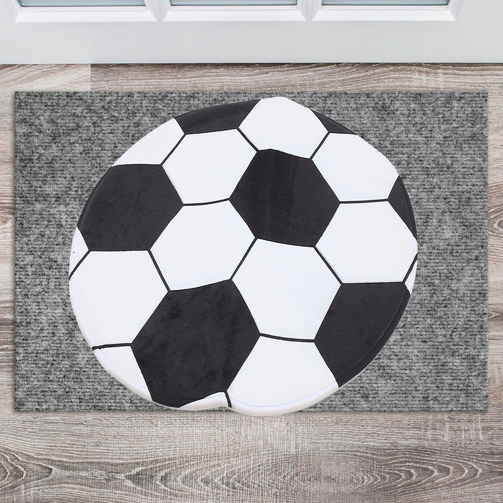 Black Carpet Round Rug Soccer Decorative in Shape Bedroom Football Shoes Shaped White Front Door Floor Mat Child