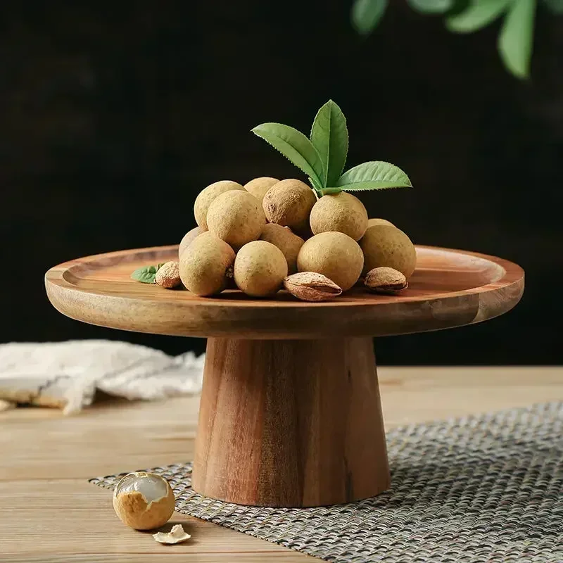 Cake tray solid wood retro tall creative modern Japanese-style plate afternoon tea personality fruit dessert table