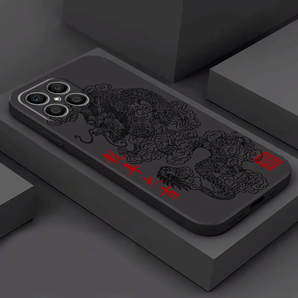 Black Soft Shockproof Phone Case with Chinese Dragon Design