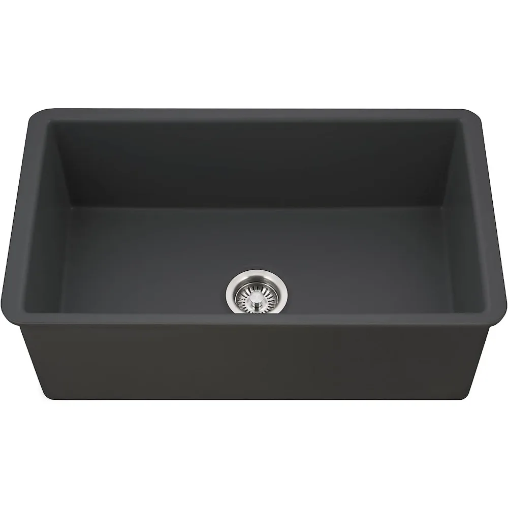 Farmhouse Sink ,PTU-3600 BL Kitchen Sink,Superficie Semi-brillante No Porosa Black,Kitchen Sinks