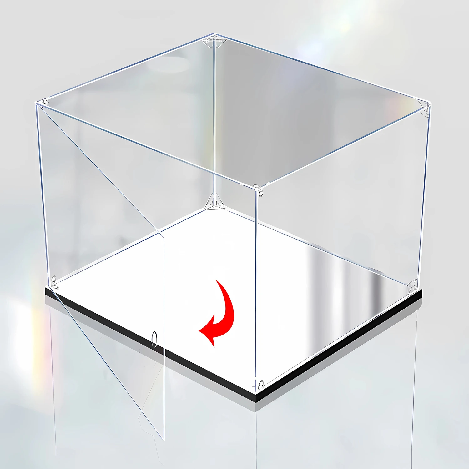 Custom Mirror Acrylic Display Box with Door Countertop Case Organizer