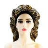 Satin Bonnet Cap Night Sleep Hat Wide Elastic Bands Long Hair Care Wrap For Women Leopard Print 5