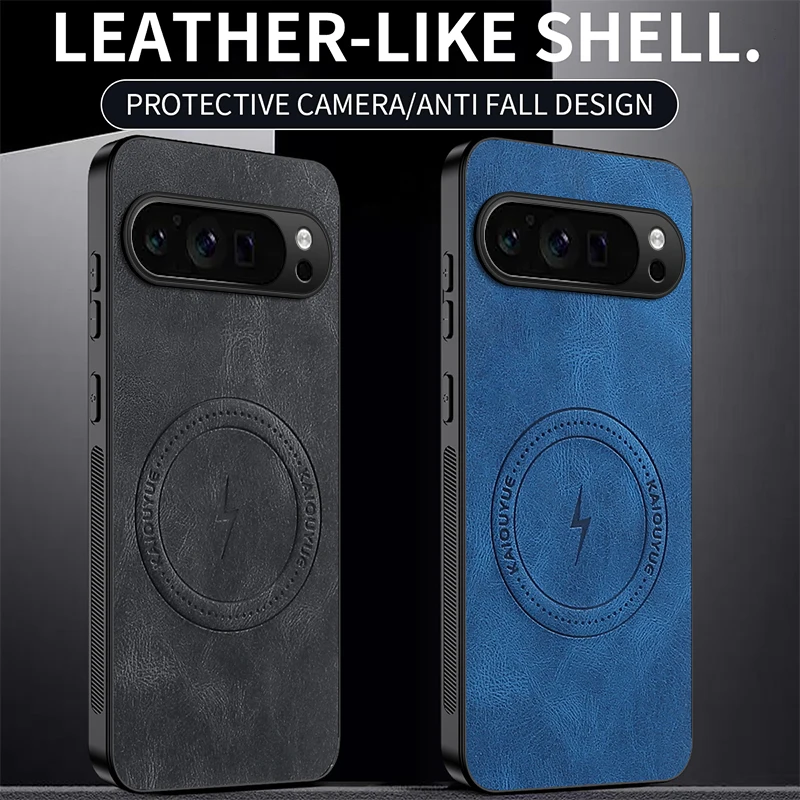 Leather Magnetic Phone Case with MagSafe Wireless Charging Compatibility