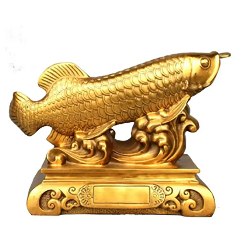 

Copper Statue Bring in wealth treasure HOME office Money Drawing TOP efficacious Talisman # Golden Fish Arowana FENG SHUI Brass