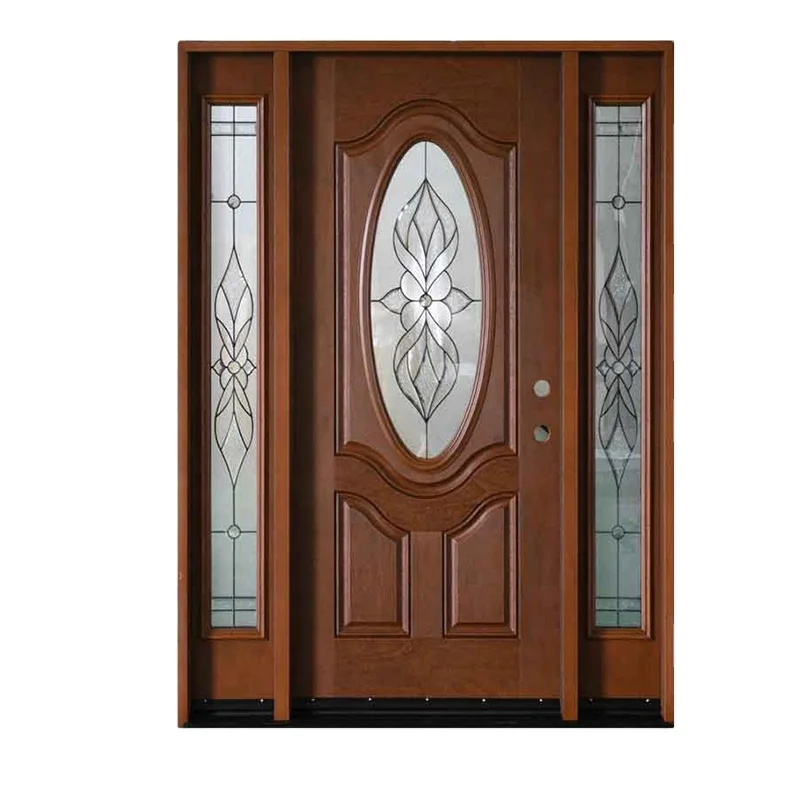 

Hot Selling Fangda exterior modern Fiberglass entry door with 2 sidelights door customized
