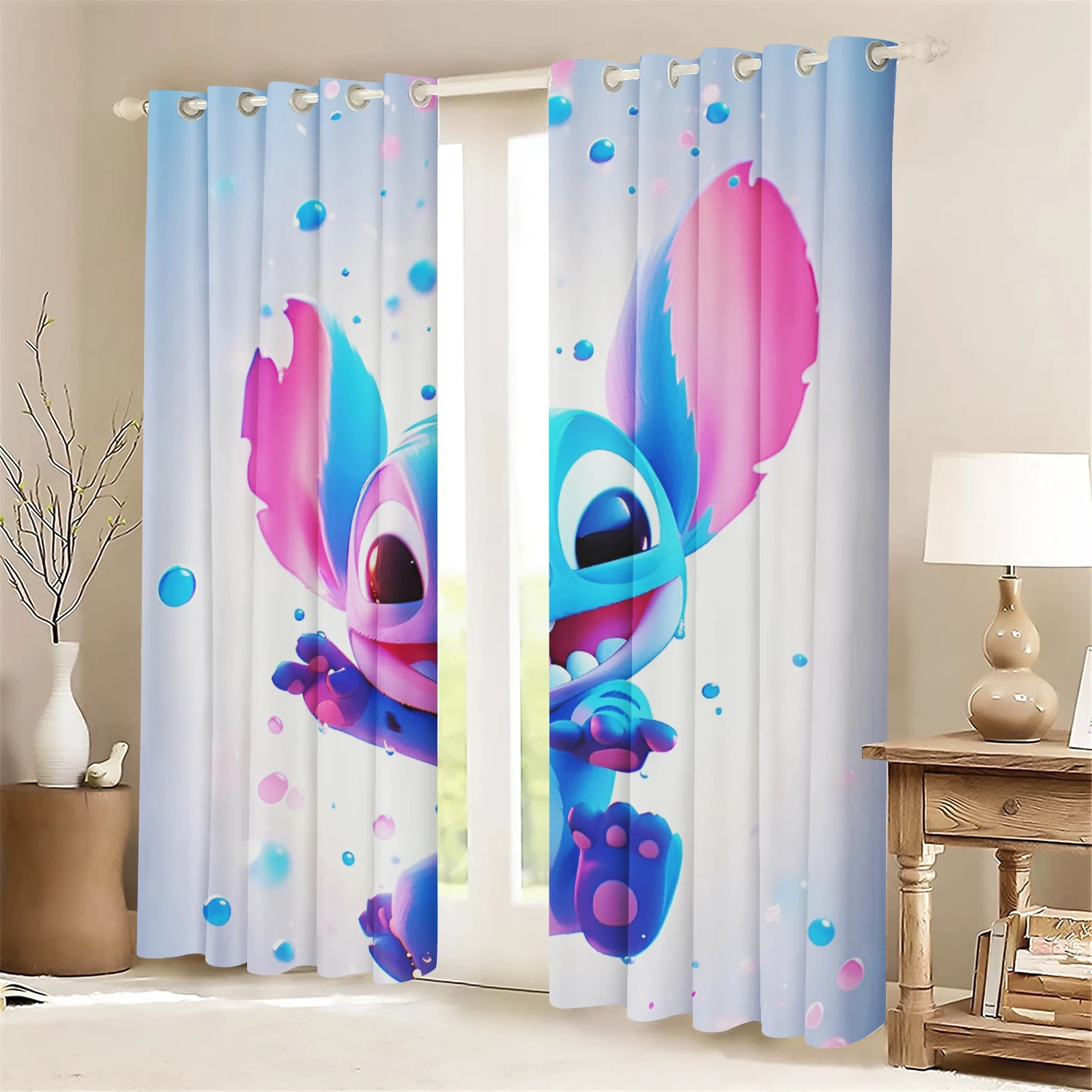 

MINISO Disney co-branded Stitch and lilo Cartoon Curtain Light filtering curtains Living room Heat and sun protection