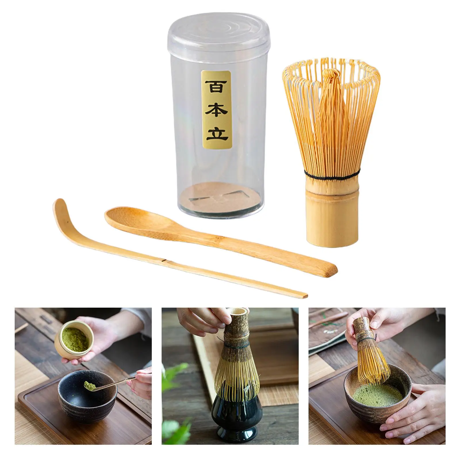 Bamboo Matcha Whisk Set Traditional , Tea Spoon Bamboo Whisk & Holder Matcha