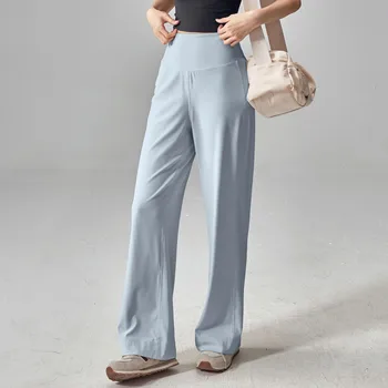 Pantaloni da donna di alta qualità con tasche Pantaloni sportivi larghi elasticizzati a vita alta Pantaloni da allenamento per yoga per il tempo libero e sport Nake-Feeling