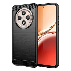 Carbon Brushed Anti-Shock Rugged TPU Gel Phone Case for Reno 12FS (Black)