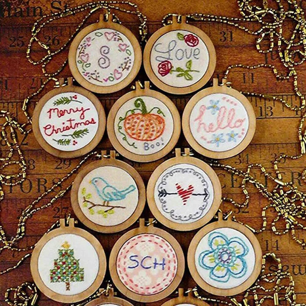 Mini cerceau de broderie en bois, anneau, cadre en point de croix, artisanat, bricolage pour aiguilles, peinture sur tissu, décoration murale, 10 pièces/ensemble 4
