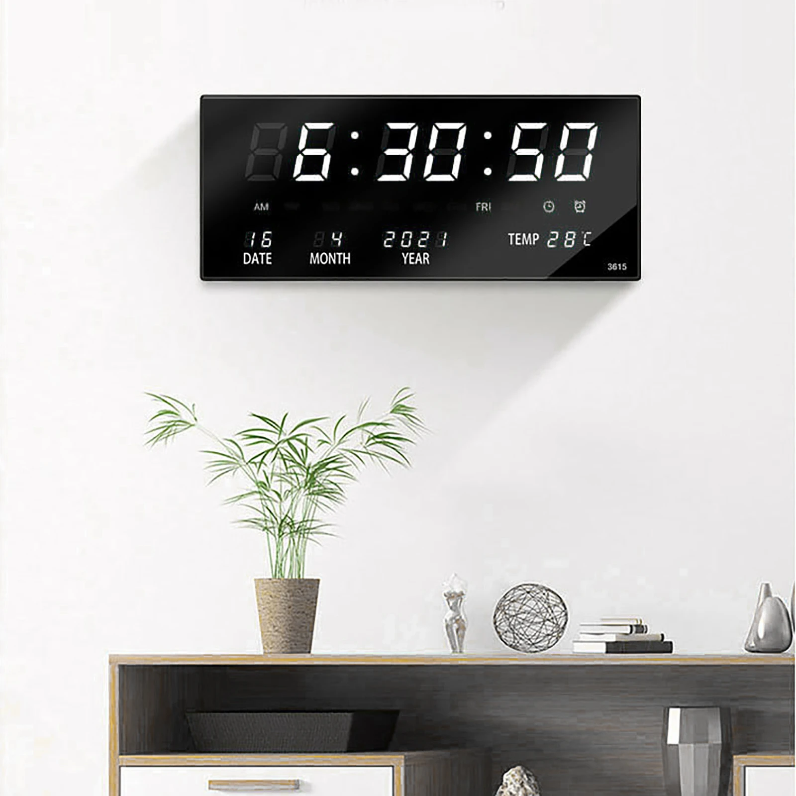 LED Perpetual Calendar Electronic Clock Digital Wall Clock Alarm Hourly Chiming Temperature Table Clocks Living Room Decoration