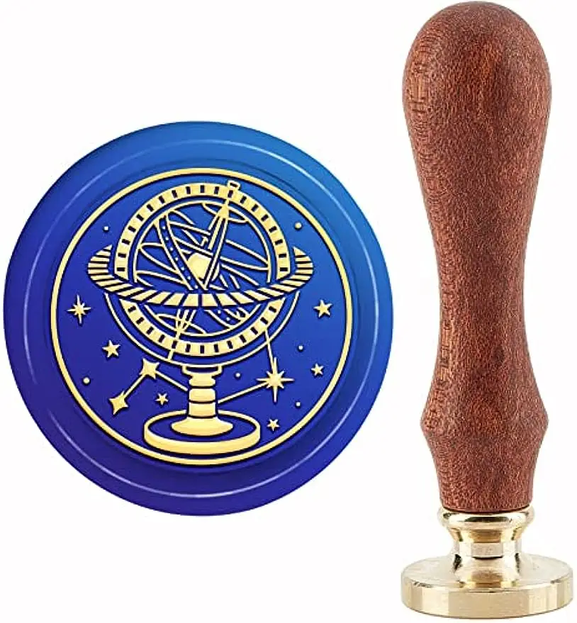

1PC Wax Seal Stamp Maxillary Sphere Sealing Wax Stamps 30mm Retro Vintage Removable Brass Stamp Head with Wood Handle