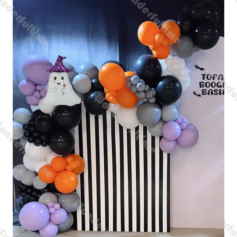 

157pc Spooky Balloon Arch Purple Black Magic Hat Spooky Balloon Halloween Kid Parties Fall Baby Shower Haunted House Party Decor