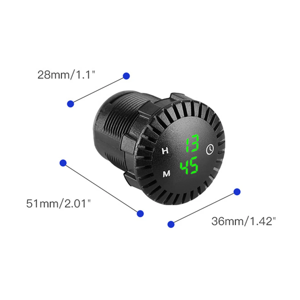 Car Clock Motorcycle Handlebar Clock Motorcycle Digital Clock Panel Waterproof Electronic Watch Clock Time LED Display Universal For 12V-24V Car Boat