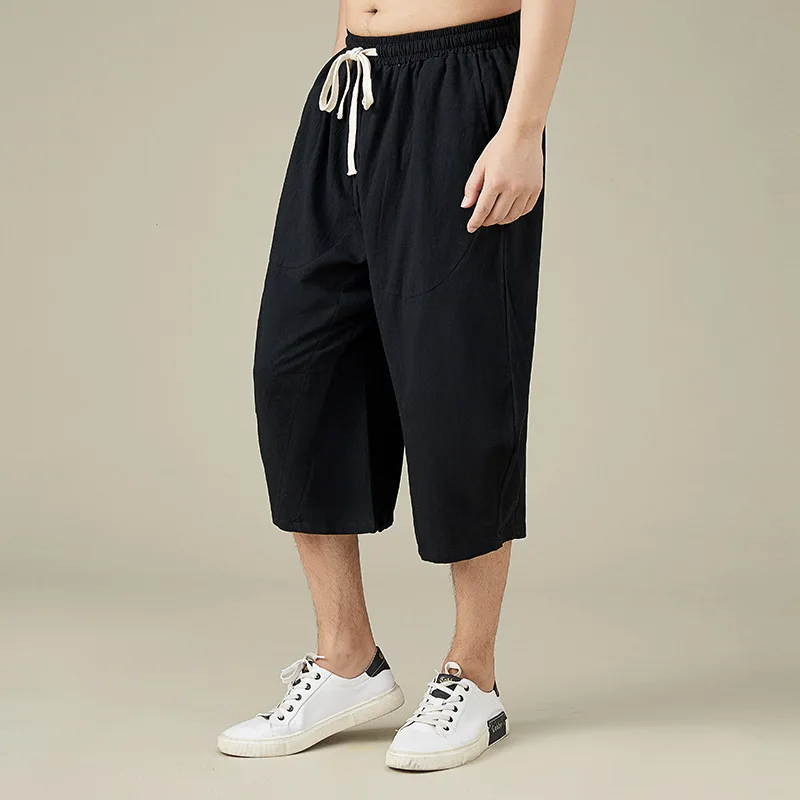 Summer men home wear sleep pants cotton linen chinese style pants vintage Straight plus size 13XL 9XL 10XL 12XL pants Stretch 4