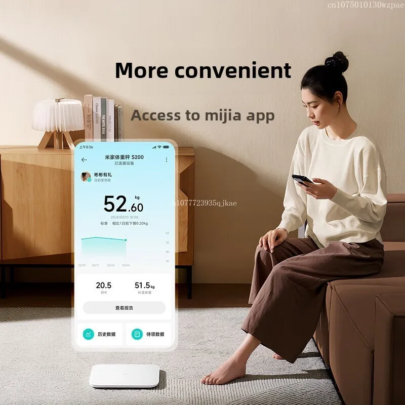 Xiaomi Mijia Smart Weight Scale S200 Bluetooth 5.4 High Precision Weighing Sensor LED Digital Display Compatible Mijia App