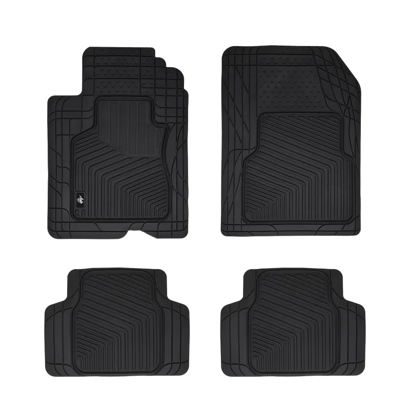 

Auto Drive 4 Piece Custom Fit Car Rubber Floor Mats - Black, 82320WDI