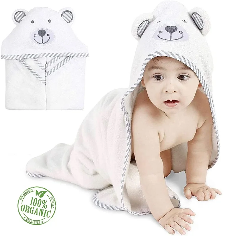 OrganicBambooBabyHoodedTowelwithUniqueBearEarDesignInfants