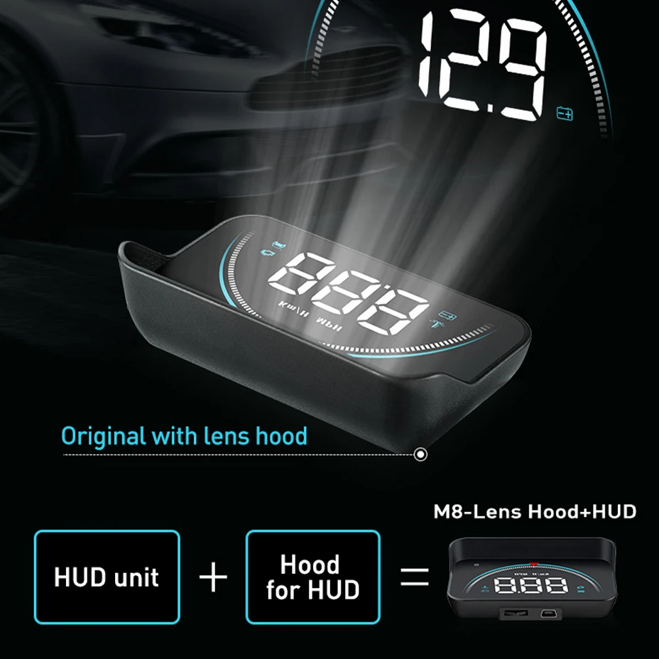 Geyiren HUD  ÷ ڵ ӵ 跮 , RPM , KMH MPH  ӵ, ڵ ׼, M8 OBD2