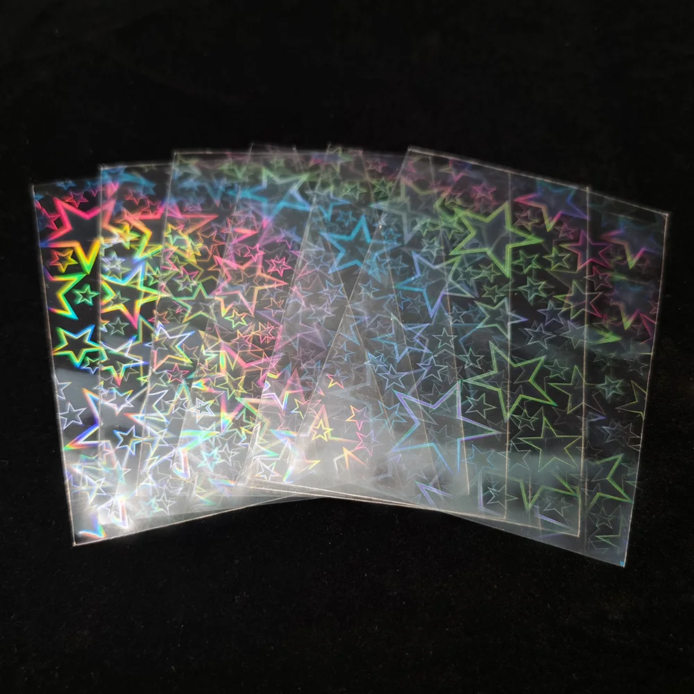 50PcsBig Star Laser Flashing Card Sleeves Holographic Film Idol Photo Card Games Magic Card Sleeve Trading Card Protective Cover