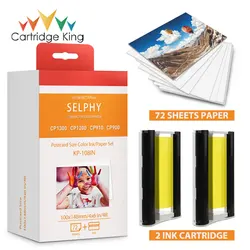 Ink Cassette and Photo Paper Set for Canon Selphy Printers, 6 Inch (2 Ink 72 Sheets)