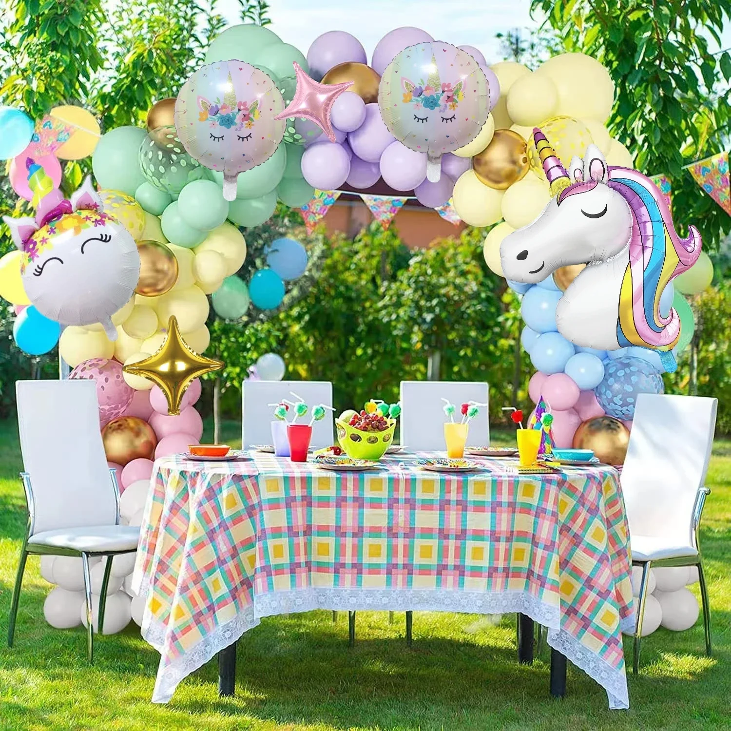 134Pcs Rainbow Unicorn Balloons Arch Garland Kit Pastel Pink Purple Confetti Balloons For Baby Shower Birthday Party Decorations birthday balloon set party balloon set birthday party decoration set balloon arch set