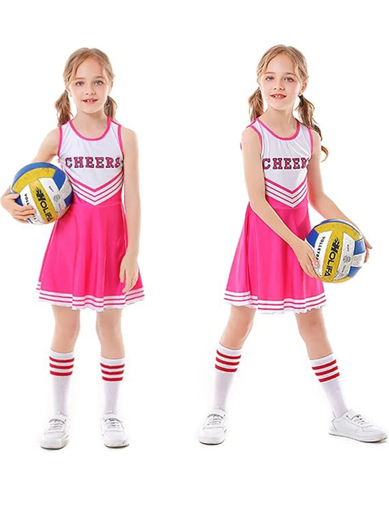 Children's Team Cheerleading Uniforms Girls Summer Sports Sleeveless Dresses Kids Fashionable Cheer Uniforms Skirts Cool