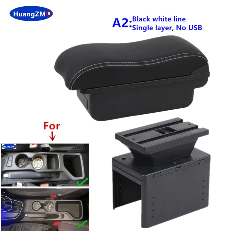 Bracciolo Centrale In Pelle PU Per Hyundai I20 2023 – Con Portaoggetti, Portabicchieri E USB (Linea C2 Bianco)