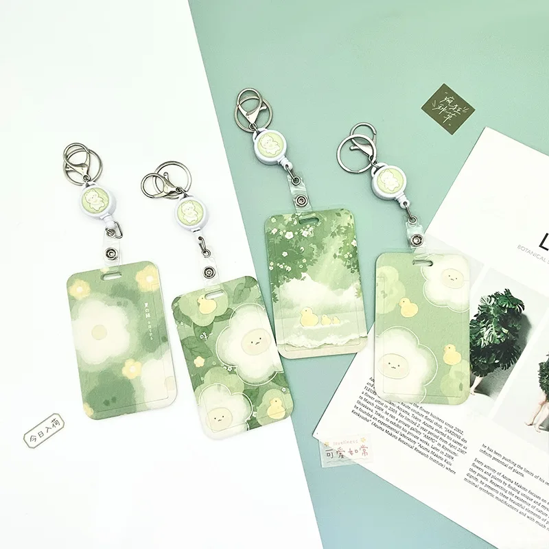 1 Pz Fiori Verdi Freschi Cartoon Card Holder Campus Student Card Bus Card Access Card Copertura Della Carta Di Protezione In Plastica Abs