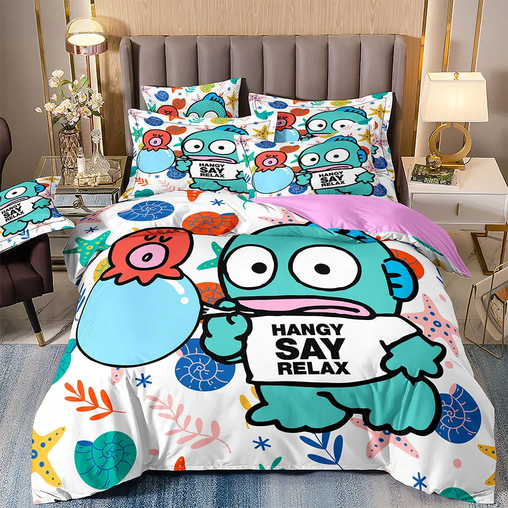 Hangyodon Bedding Sets Sanrio Comforter Bed Cover Duvet Cover Pillow Case 2-3 Pieces Sets Kids Adult Bedroom Decor 5