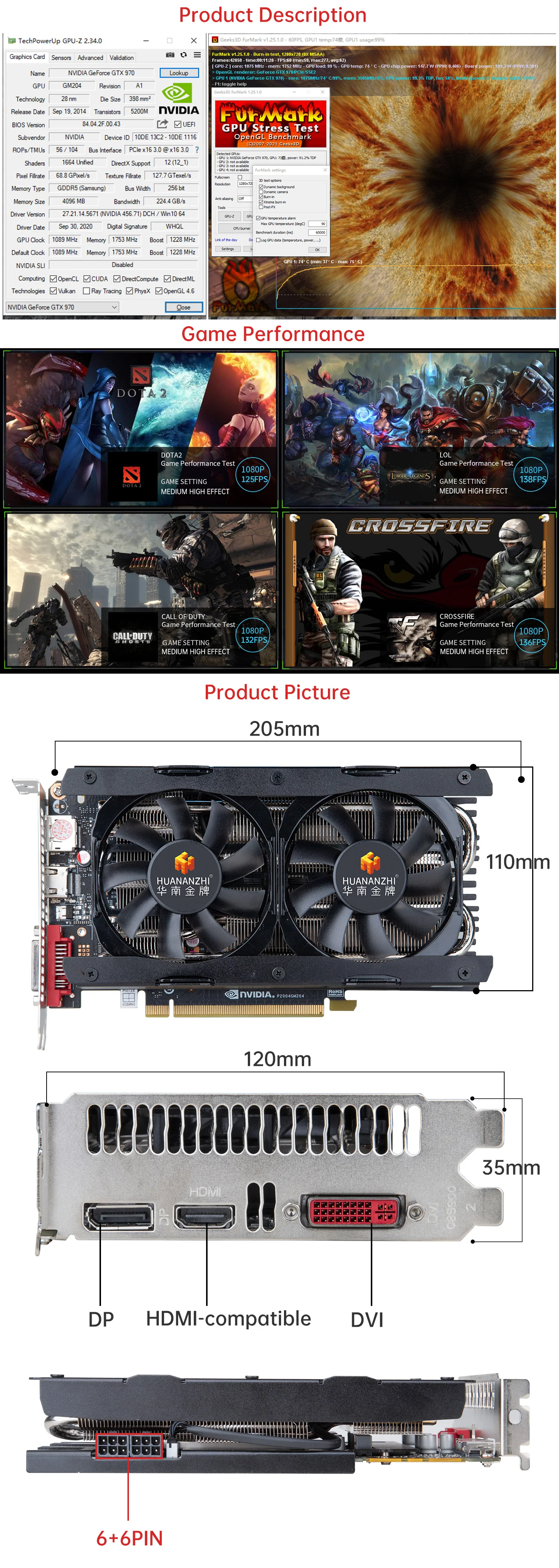 HUANANZHI GTX 1660S 650 760 960 970 1060 2G 4G 6G RTX 2060 Super 6G 8G Graphics Card RX 550 560 4G VGA HDMI-Compatibl Video Card latest graphics card for pc