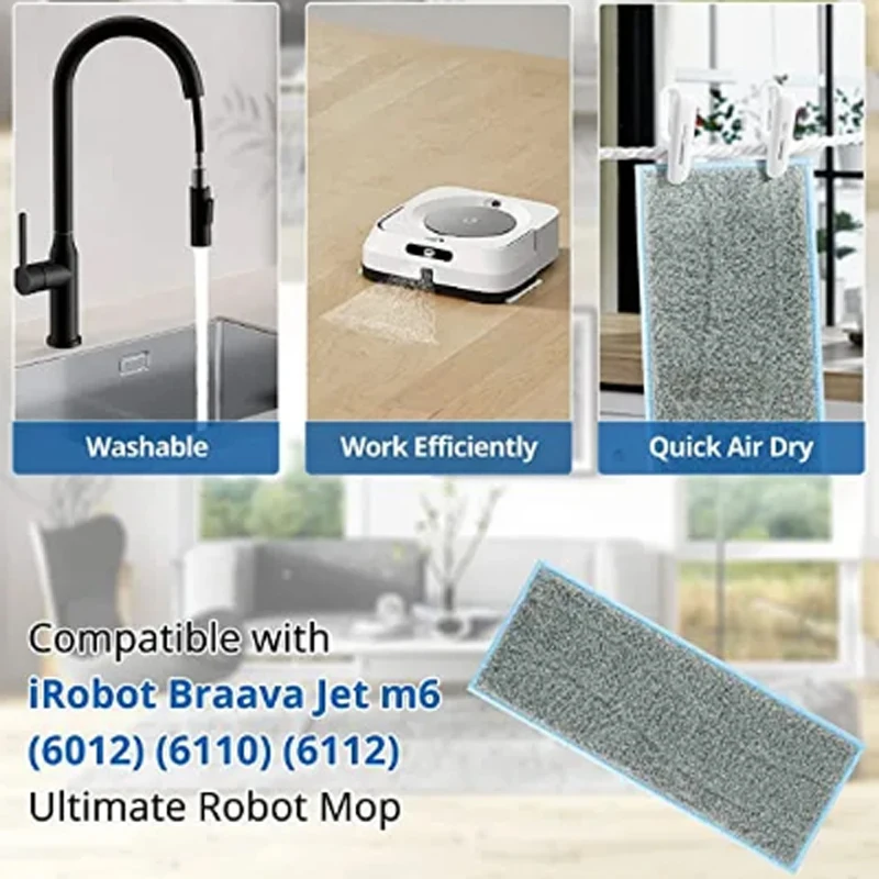 For iRobot Braava Jet M6 Robot Vacuum Cleaner Mop Cloths Rags Pads Replacement Accessories Washable Wet Mopping Pads Parts
