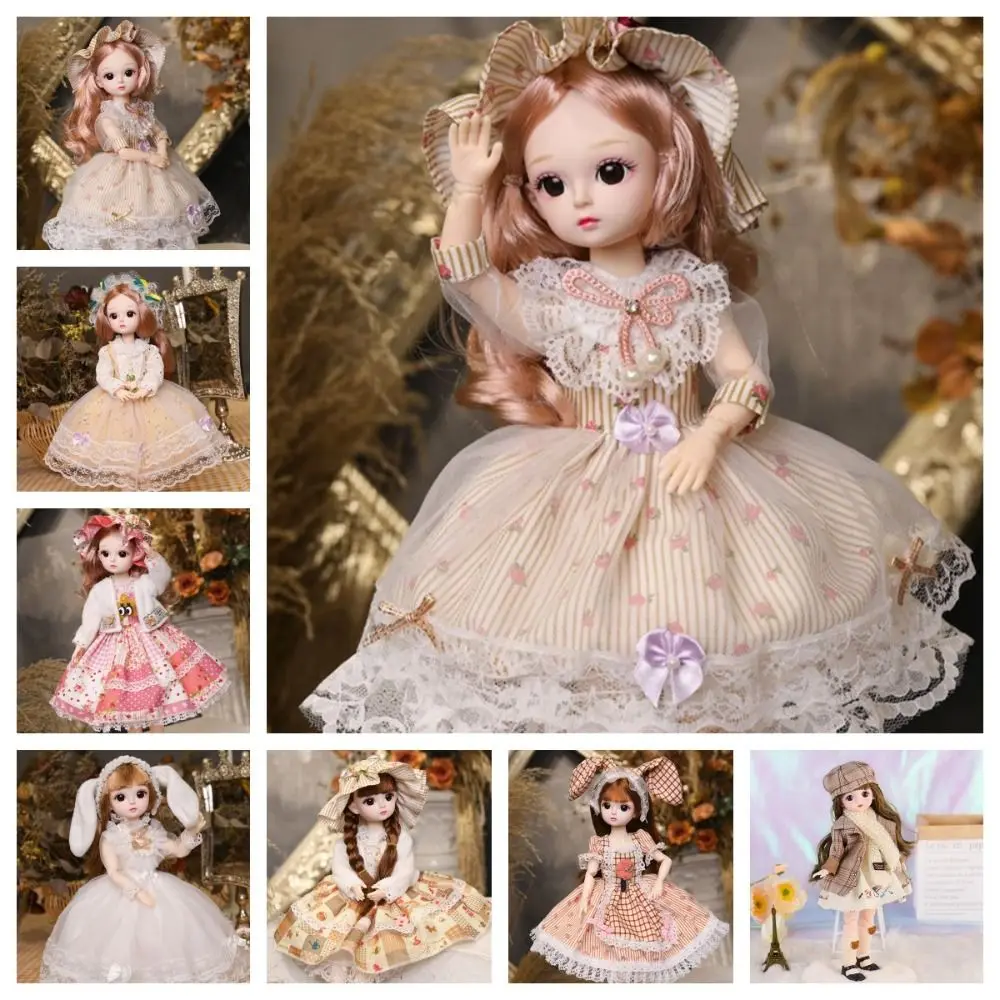 30CM Movable Joint Doll Girl Dress Up Toys Cute Safety Baby Doll Babies Toddler Princess Toy Beautiful 3D Makeup Doll